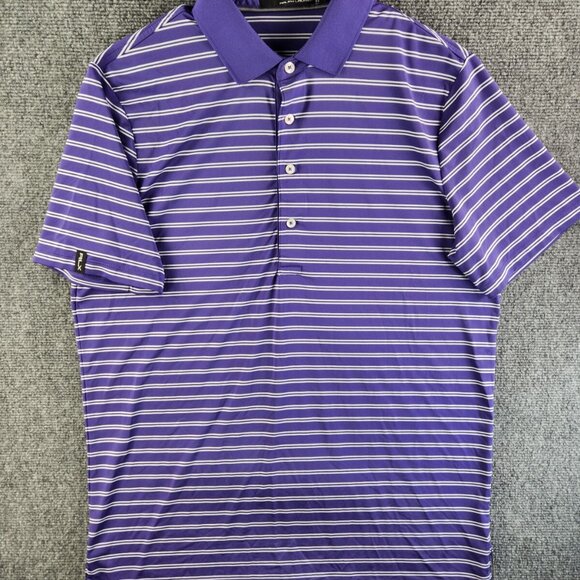 RLX Ralph Lauren Medium Purple Short Sleeve Striped Polo Golf Activewear Spandex - Picture 3 of 13
